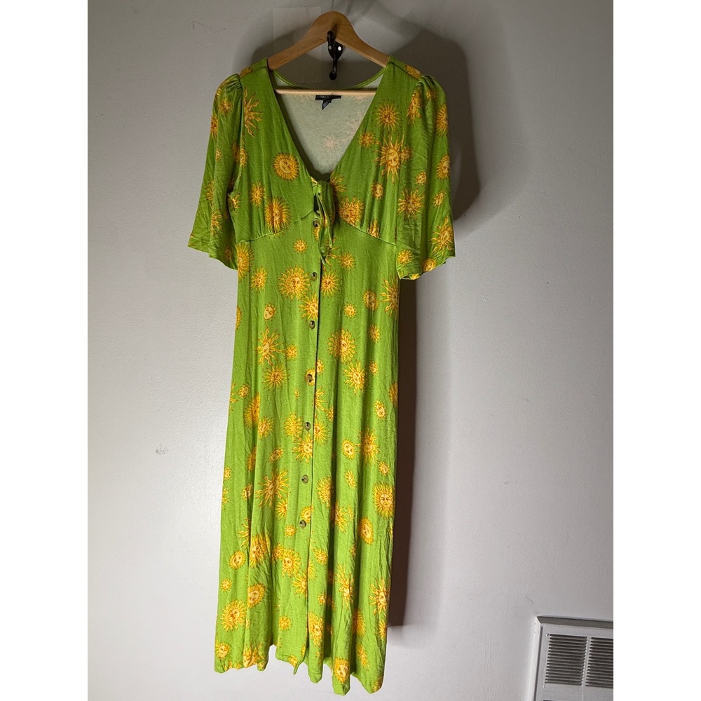 ModCloth seaside vacay slip dress short sleeve lime green suns size small